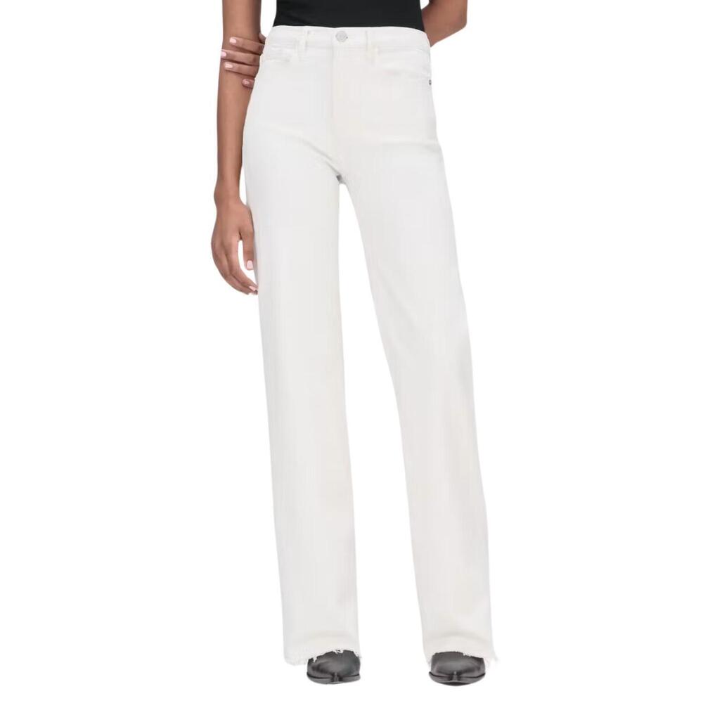 NEW FRAME le jane wide leg raw fray jeans in au natural clean